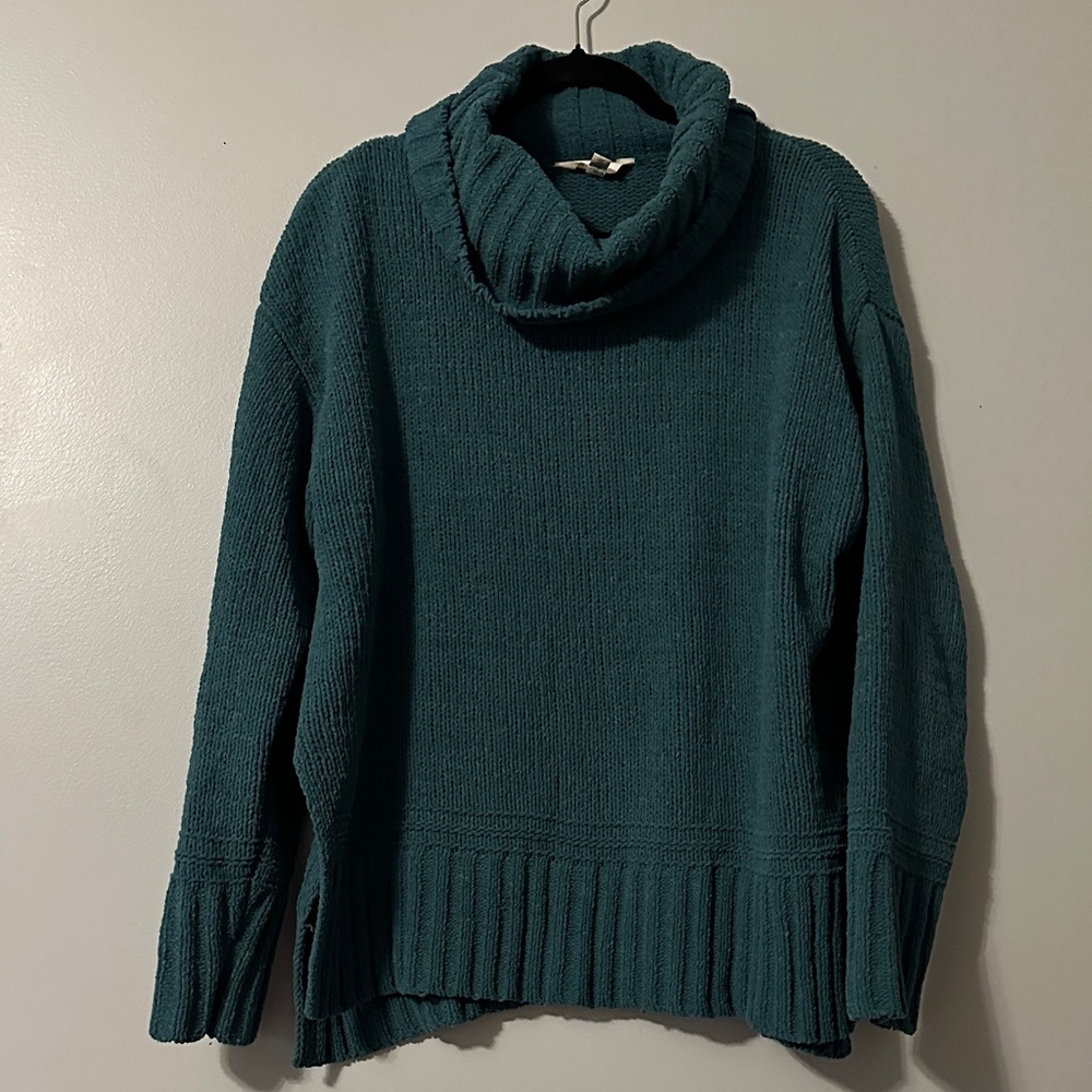 Terra & Sky Deep Teal Cowl Neck Sweater
